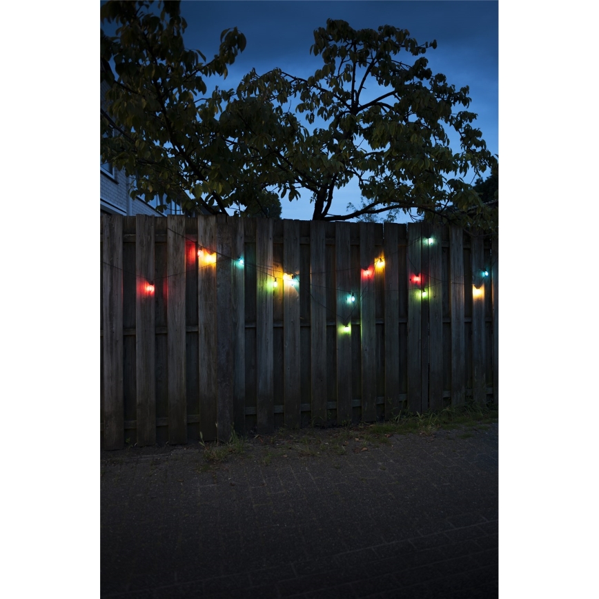 LED outdoor extension string CONE FILAMENT 20xE10 14m multicolour/warm white IP44, Made in the Czech Republic