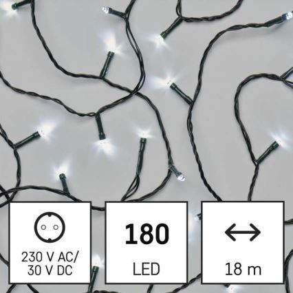 Outdoor LED string lights, 180 LEDs — 8 modes, 23 m, IP44, cool white
