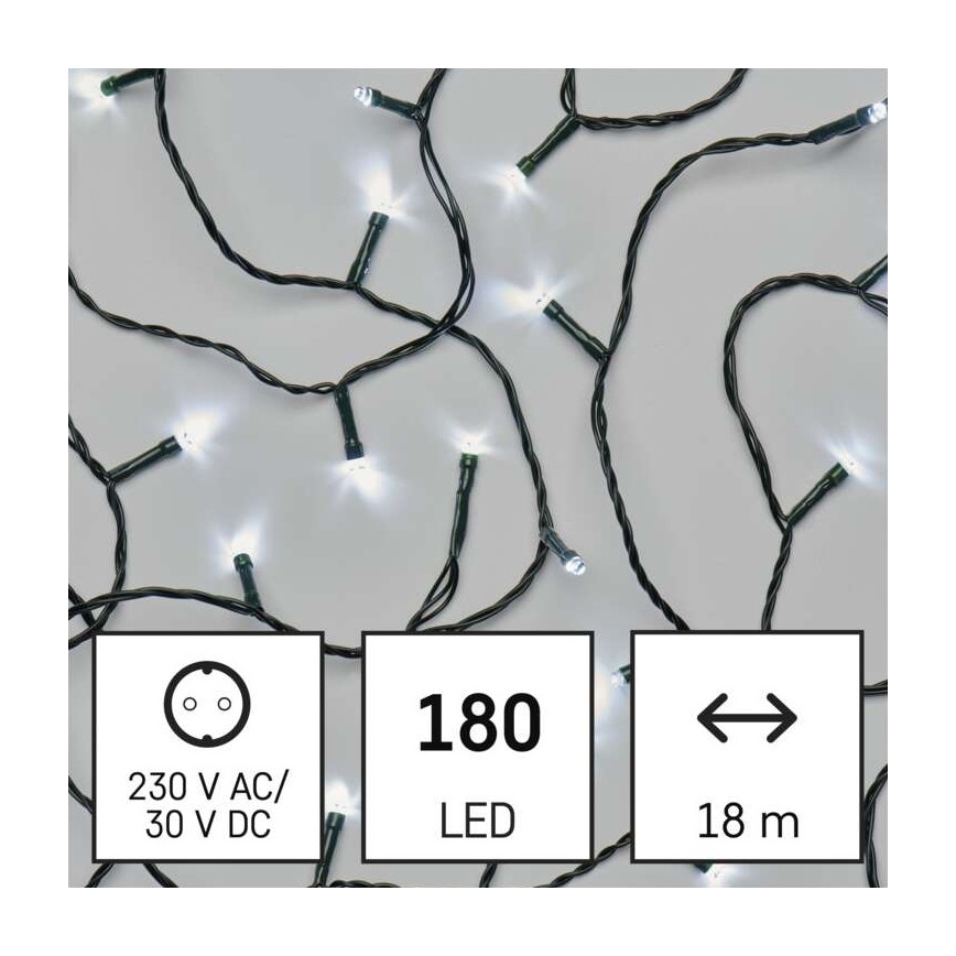 Outdoor LED string lights, 180 LEDs — 8 modes, 23 m, IP44, cool white