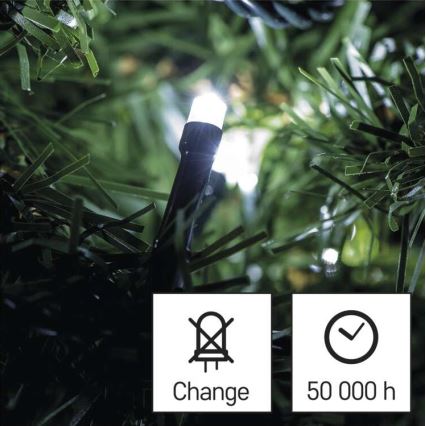 Outdoor LED string lights, 180 LEDs — 8 modes, 23 m, IP44, cool white
