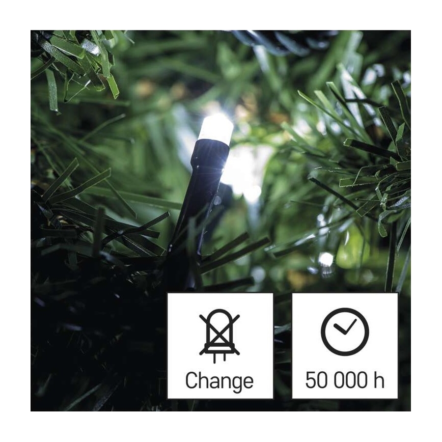 Outdoor LED string lights, 180 LEDs — 8 modes, 23 m, IP44, cool white