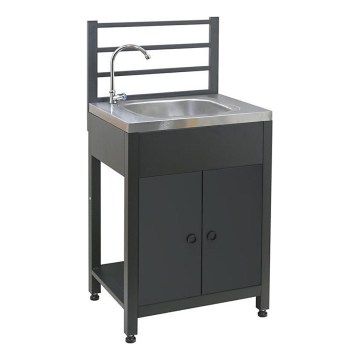 Outdoor module table with sink 60x47x123 cm black/stainless steel