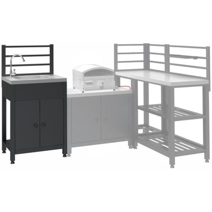 Outdoor module table with sink 60x47x123 cm black/stainless steel