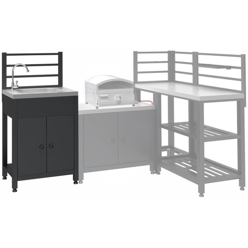 Outdoor module table with sink 60x47x123 cm black/stainless steel