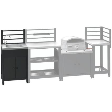 Outdoor module table with sink 60x47x123 cm black/stainless steel