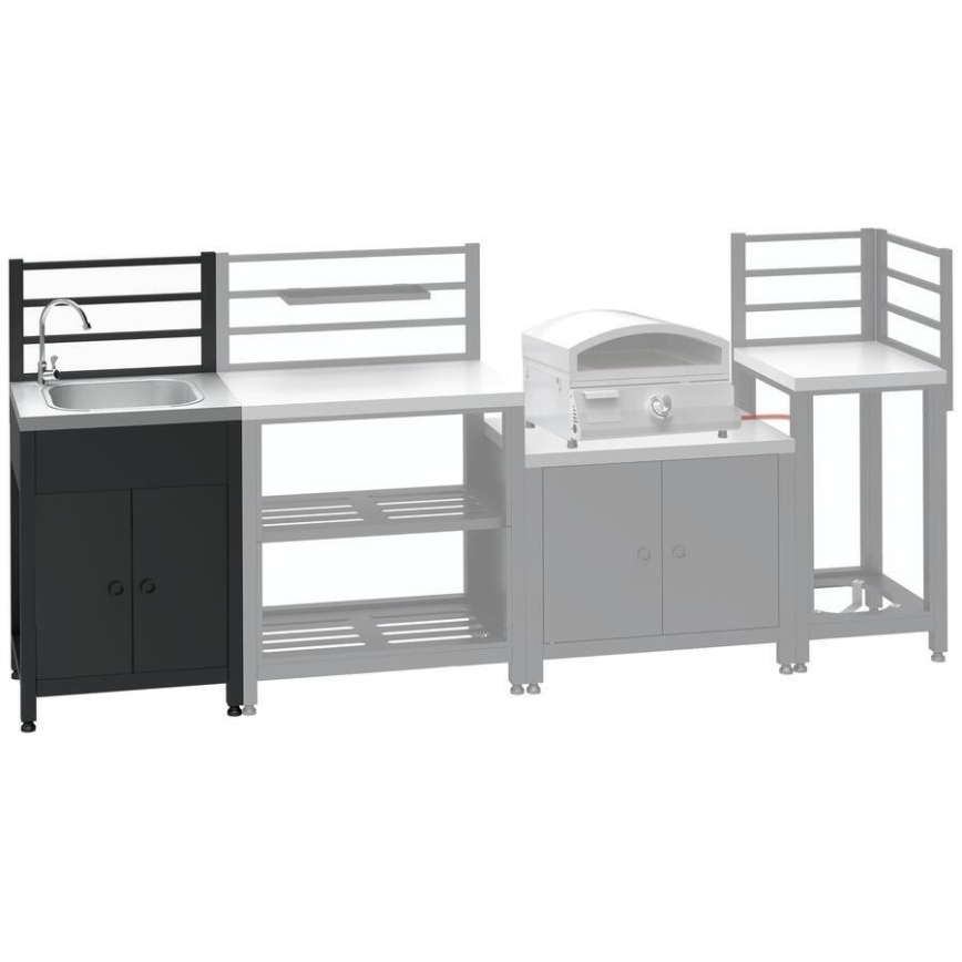 Outdoor module table with sink 60x47x123 cm black/stainless steel