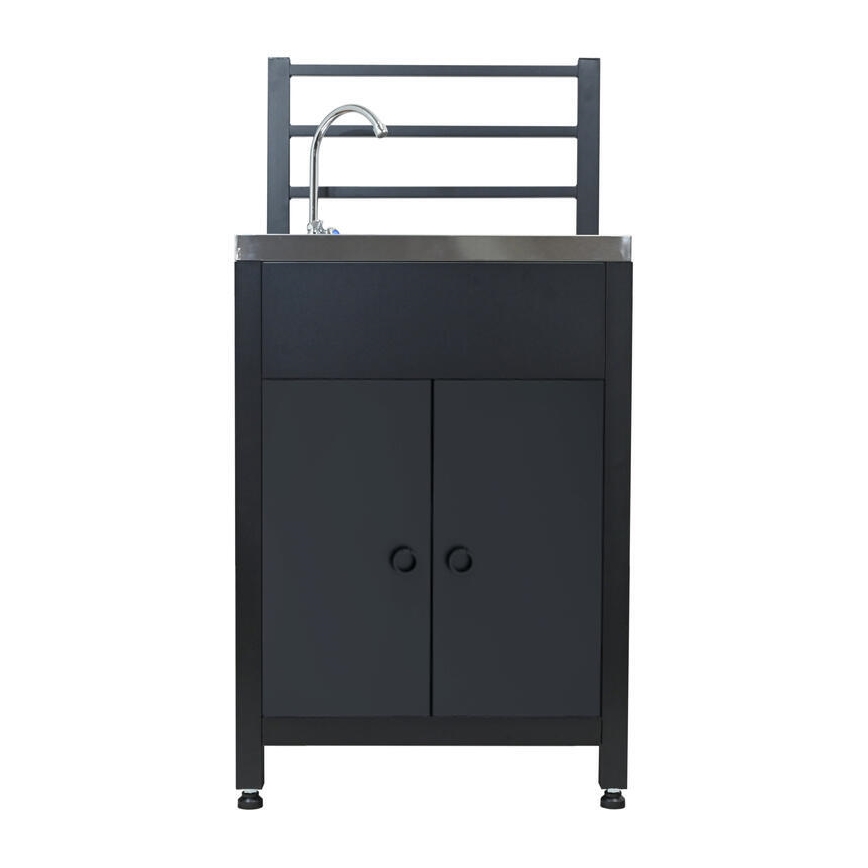 Outdoor module table with sink 60x47x123 cm black/stainless steel