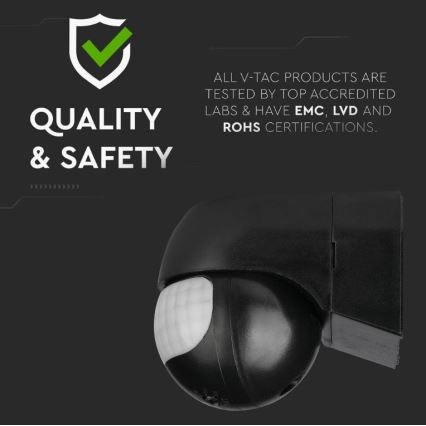 Outdoor motion sensor 230V IP44 black
