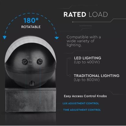 Outdoor motion sensor 230V IP44 black