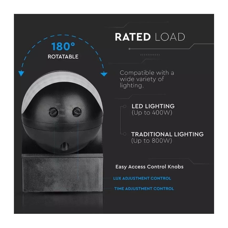 Outdoor motion sensor 230V IP44 black