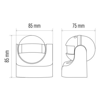Outdoor motion sensor PIR B 180° 1200W/230V IP44 black