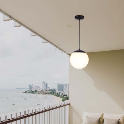 Outdoor pendant light on cable 1x E27/60W/230V Ø 20 cm IP44 black