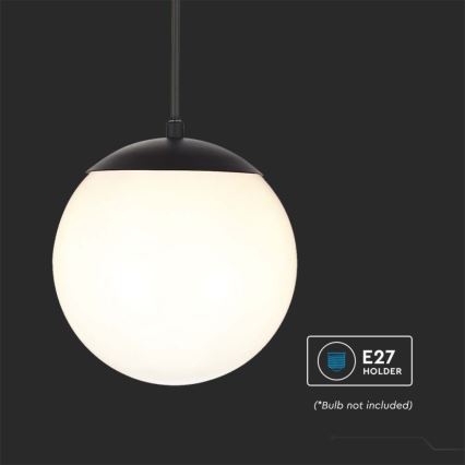 Outdoor pendant light on cable 1x E27/60W/230V Ø 20 cm IP44 black