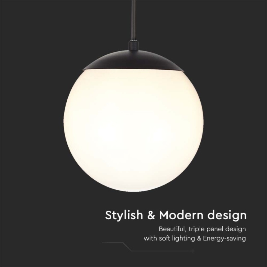 Outdoor pendant light on cable 1x E27/60W/230V Ø 20 cm IP44 black