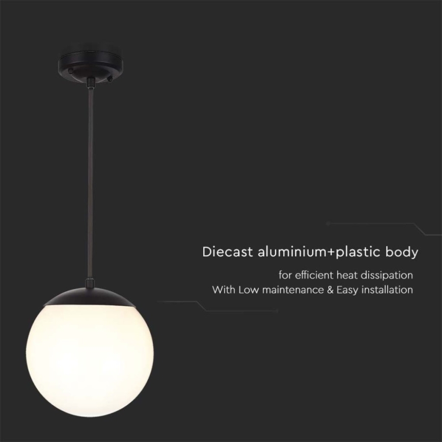 Outdoor pendant light on cable 1x E27/60W/230V Ø 20 cm IP44 black
