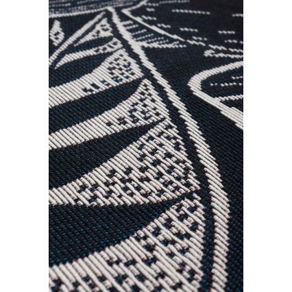 Outdoor rug JUNGLE 135 cm black/white/leaf pattern