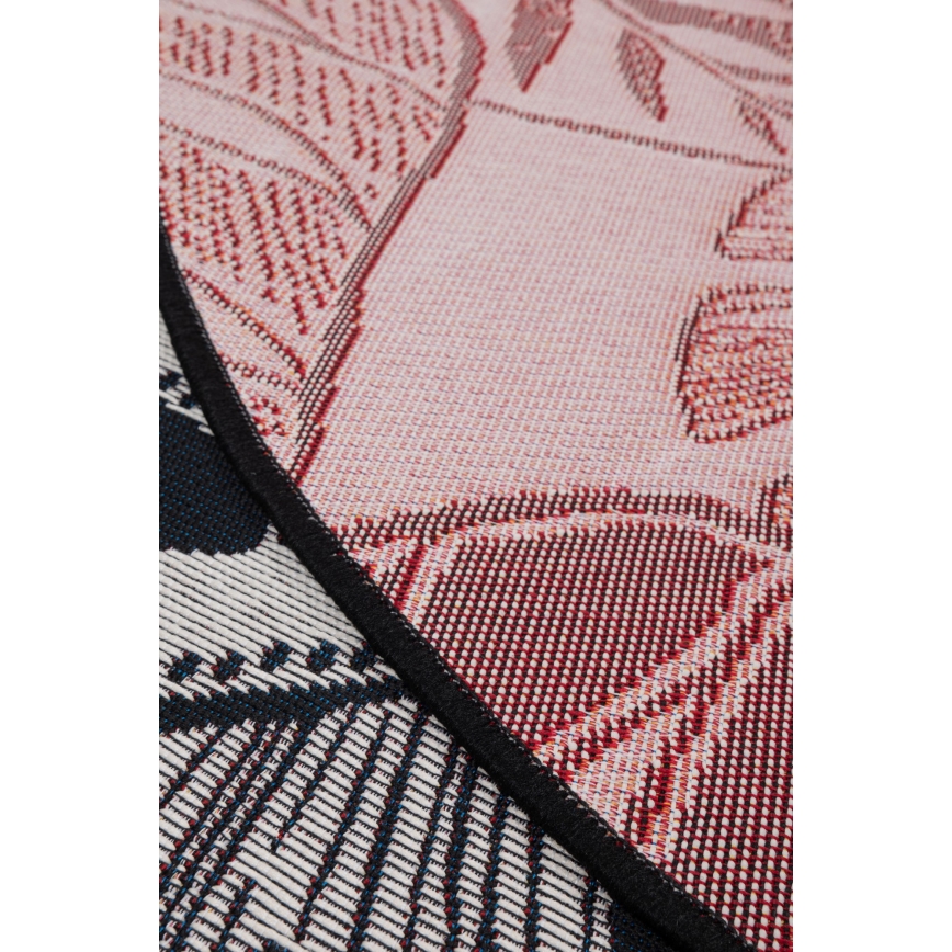 Outdoor rug JUNGLE 135 cm black/white/leaf pattern