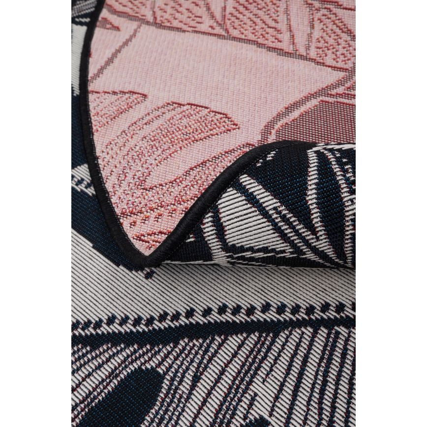 Outdoor rug JUNGLE 135 cm black/white/leaf pattern