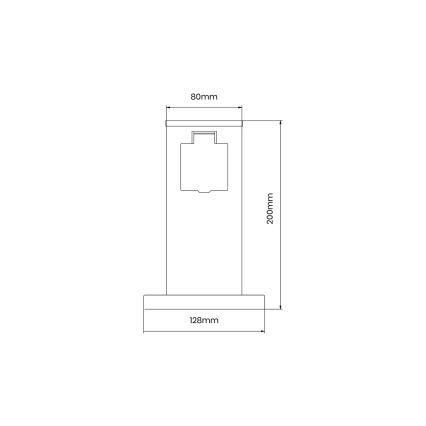 Outdoor socket column 1Z SCHUKO 230V IP44 20 cm black