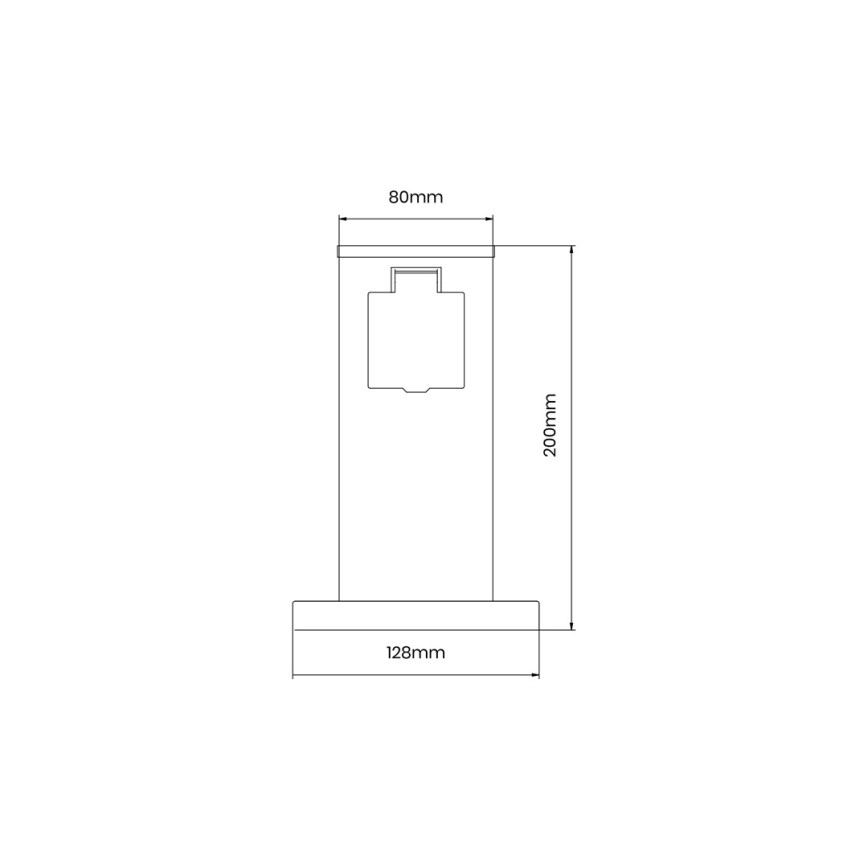 Outdoor socket column 1Z SCHUKO 230V IP44 20 cm black