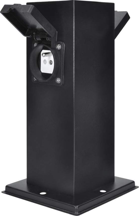 Outdoor socket column 2Z 230V IP44 black angular