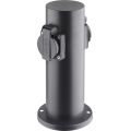 Outdoor socket column 2Z 230V IP44 black round