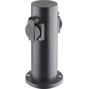 Outdoor socket column 2Z 230V IP44 black round