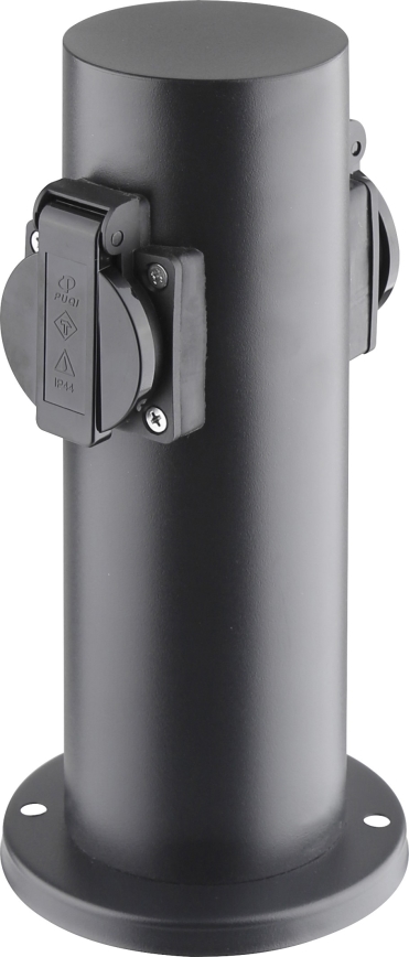 Outdoor socket column 2Z 230V IP44 black round