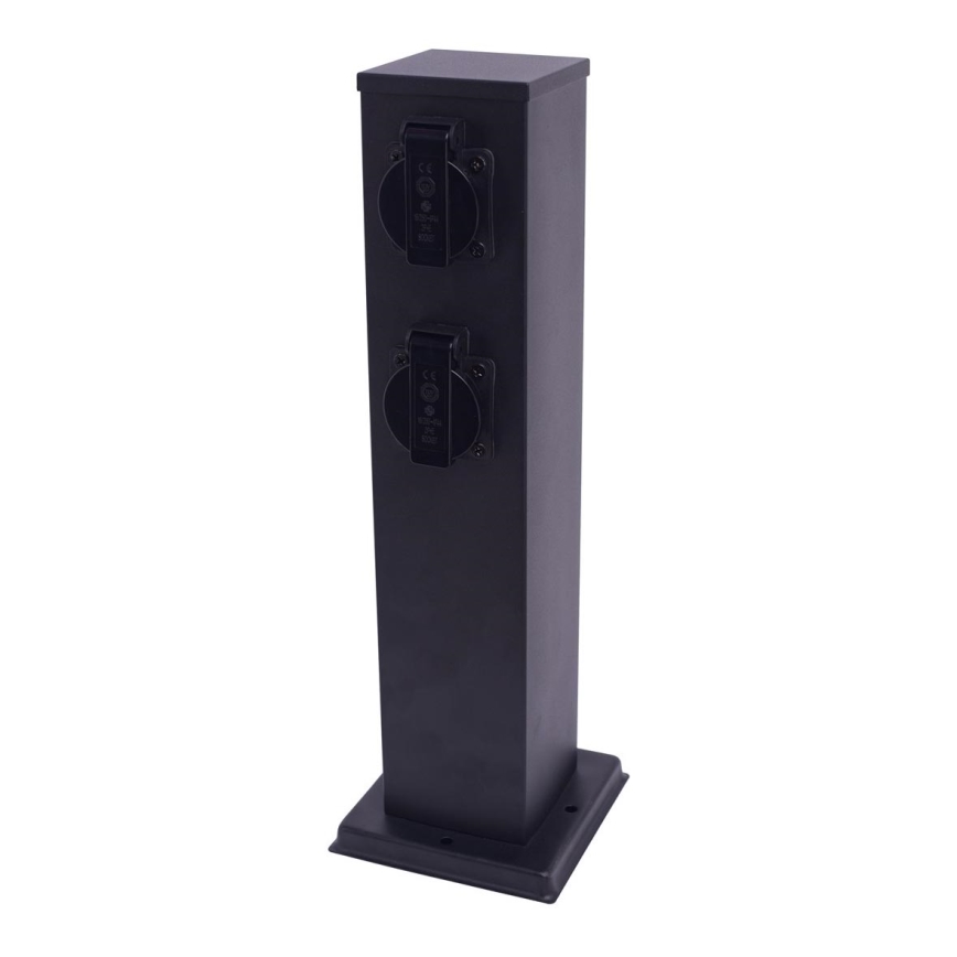 Outdoor socket column 2Z SCHUKO 230V IP44 40 cm black