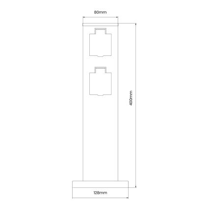 Outdoor socket column 2Z SCHUKO 230V IP44 40 cm black