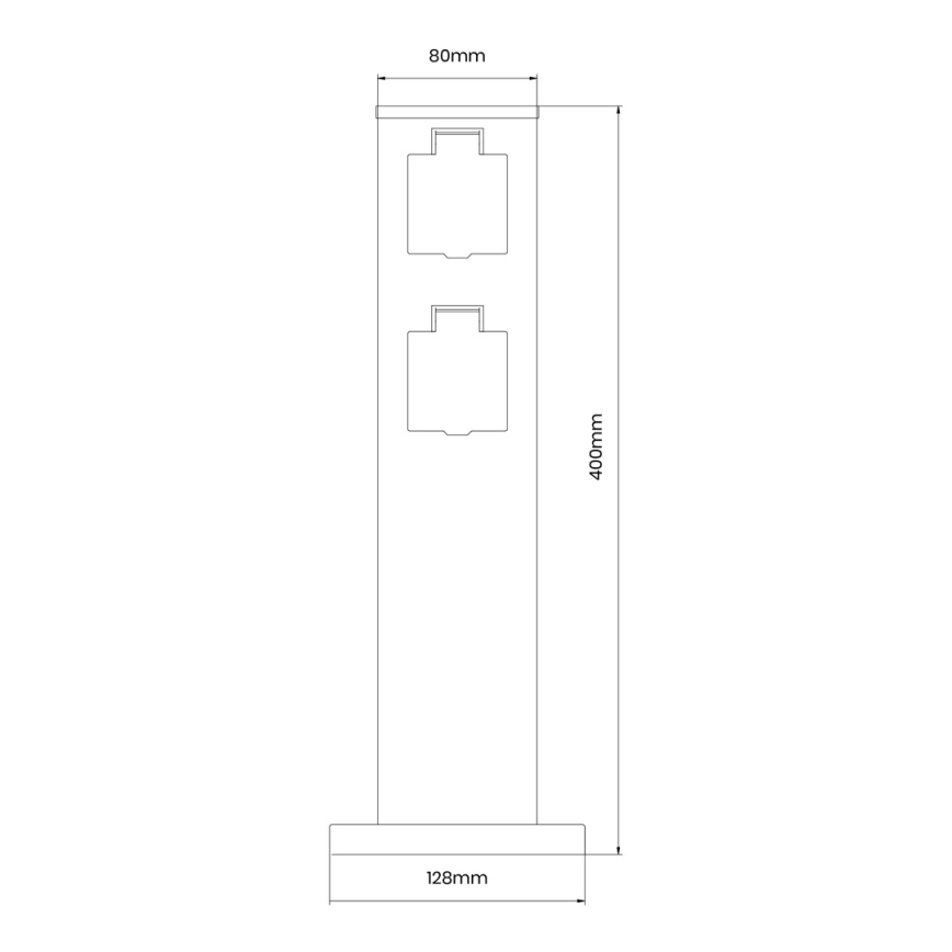 Outdoor socket column 2Z SCHUKO 230V IP44 40 cm black