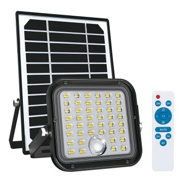 Outdoor solar floodlight with a sensor LED/10W/3,7V 4000K IP65 + remote control