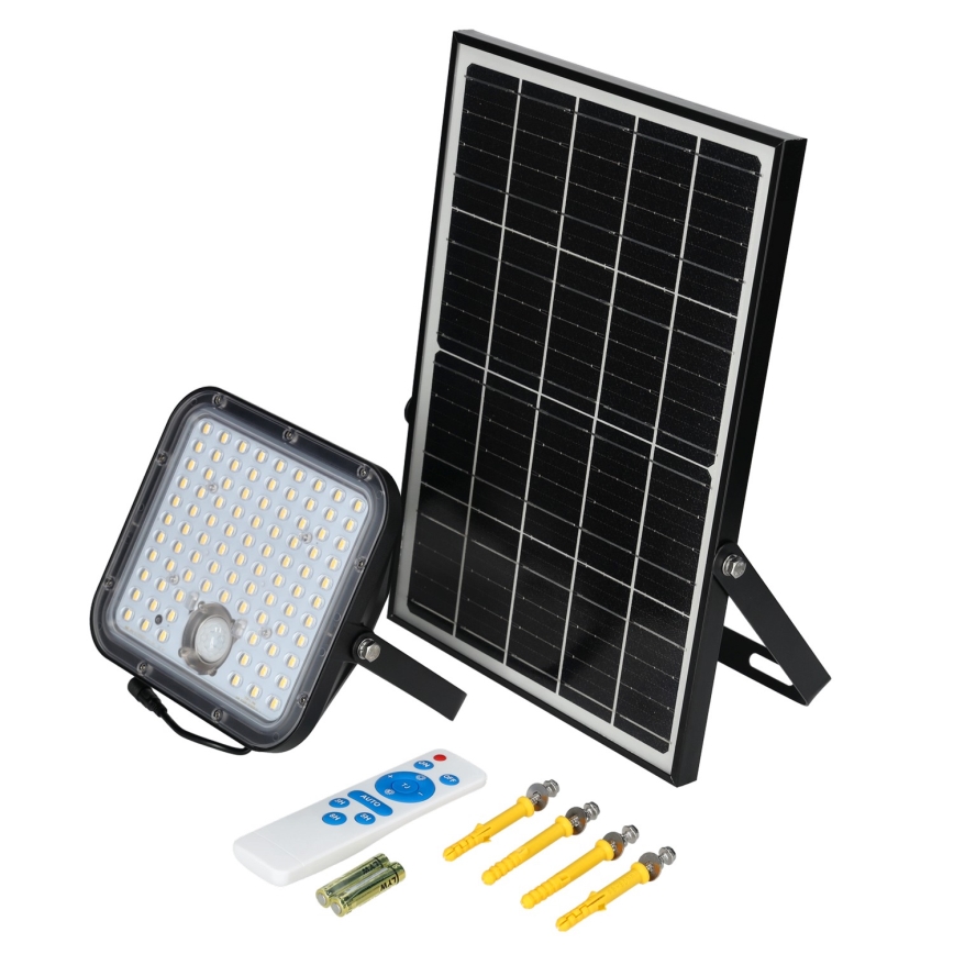 Outdoor solar floodlight with a sensor LED/30W/6,4V 4000K IP65 + remote control