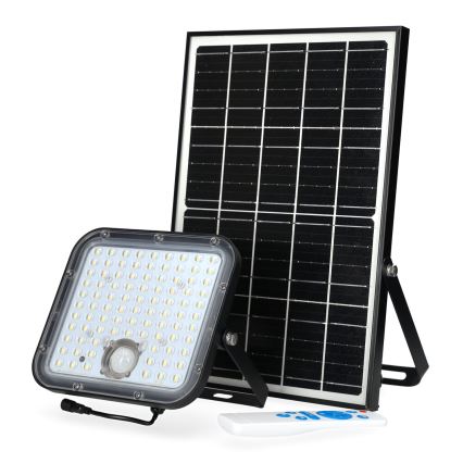 Outdoor solar floodlight with a sensor LED/30W/6,4V 4000K IP65 + remote control