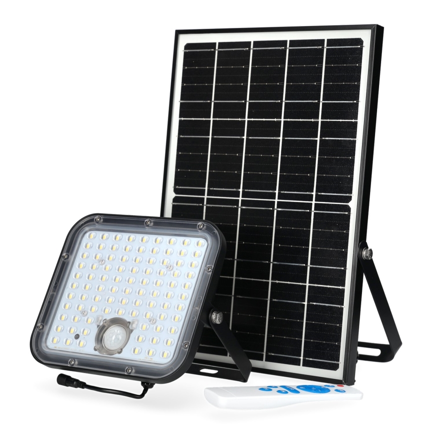Outdoor solar floodlight with a sensor LED/30W/6,4V 4000K IP65 + remote control