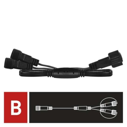 Outdoor splitter cable for connecting string lights, 0.5 m, IP44