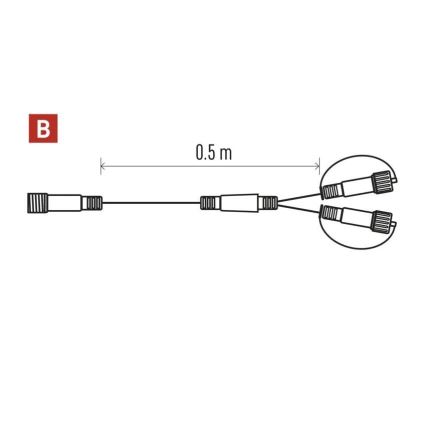 Outdoor splitter cable for connecting string lights, 0.5 m, IP44