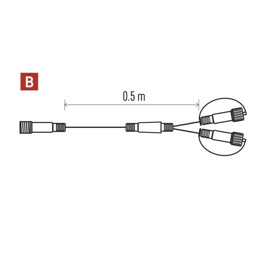 Outdoor splitter cable for connecting string lights, 0.5 m, IP44