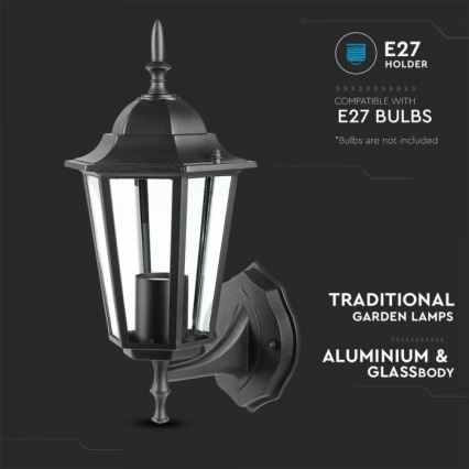 Outdoor wall lamp 1xE27/40W/230V IP44 black
