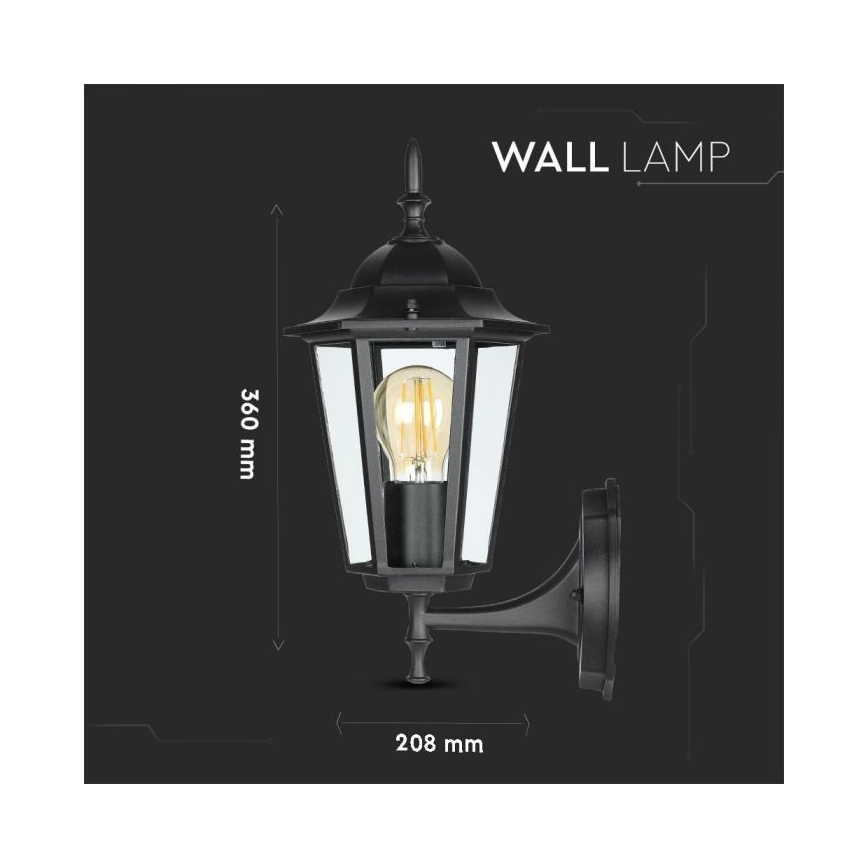 Outdoor wall lamp 1xE27/40W/230V IP44 black