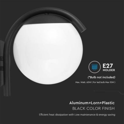 Outdoor wall lamp 1xE27/60W/230V IP44 black