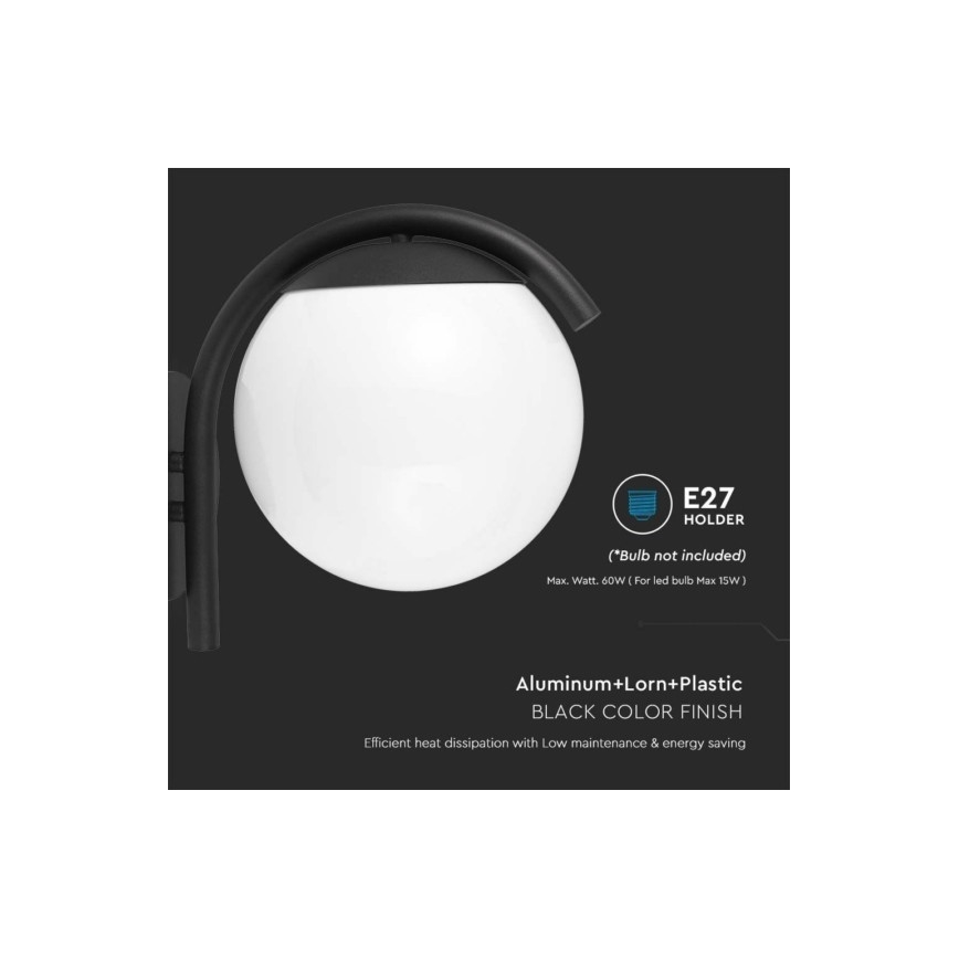 Outdoor wall lamp 1xE27/60W/230V IP44 black