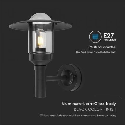 Outdoor wall lamp 1xE27/60W/230V IP44 black