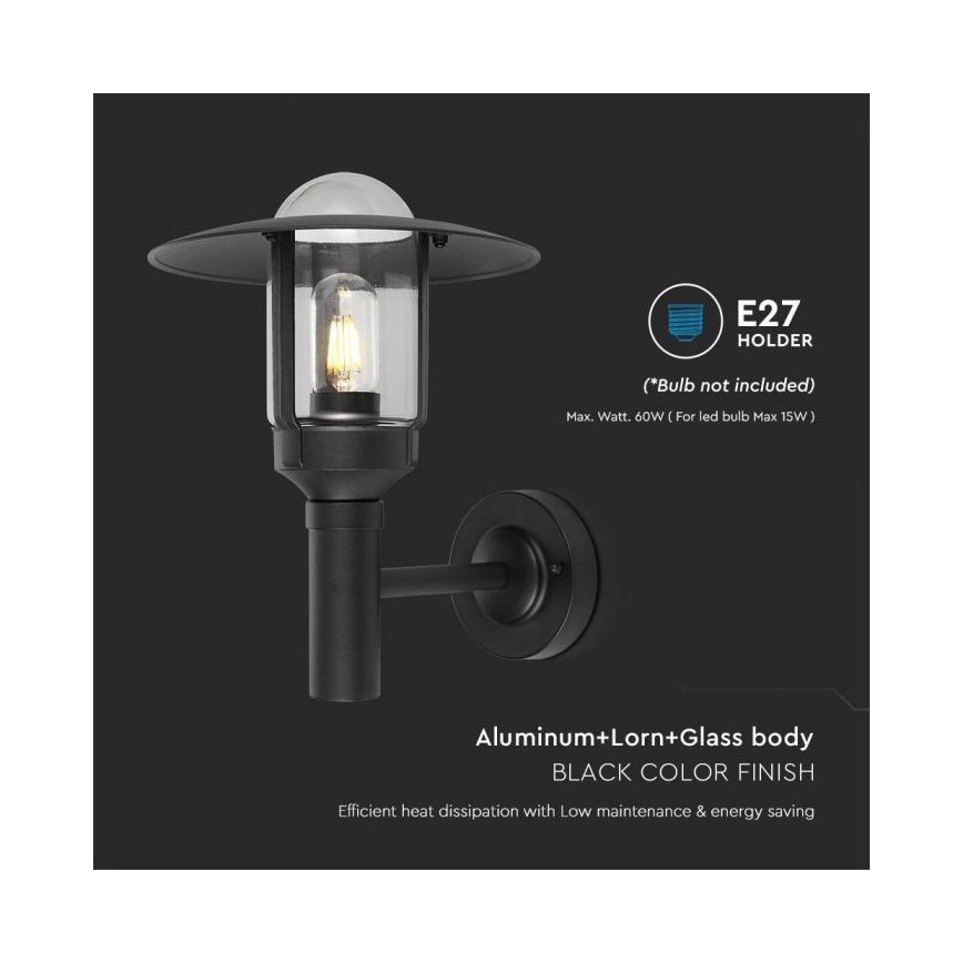 Outdoor wall lamp 1xE27/60W/230V IP44 black