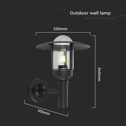 Outdoor wall lamp 1xE27/60W/230V IP44 black