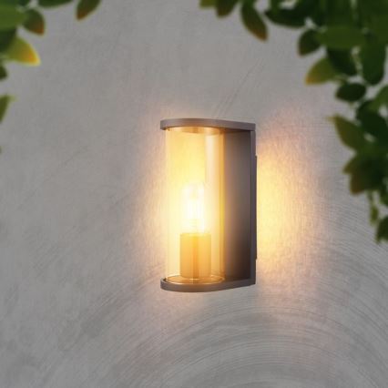 Outdoor wall light 1x E27/60W/230V IP44, black with smoked glass