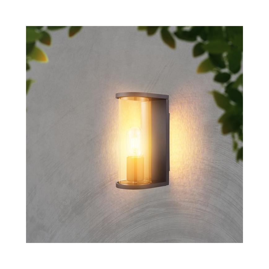 Outdoor wall light 1x E27/60W/230V IP44, black with smoked glass