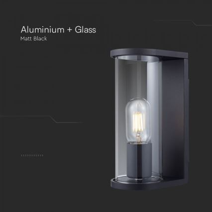 Outdoor wall light 1x E27/60W/230V IP44, black with smoked glass