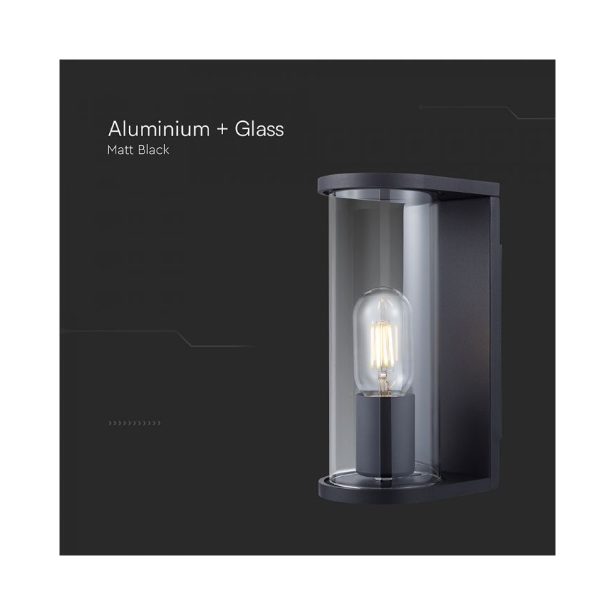 Outdoor wall light 1x E27/60W/230V IP44, black with smoked glass