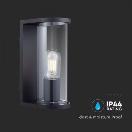 Outdoor wall light 1x E27/60W/230V IP44, black with smoked glass